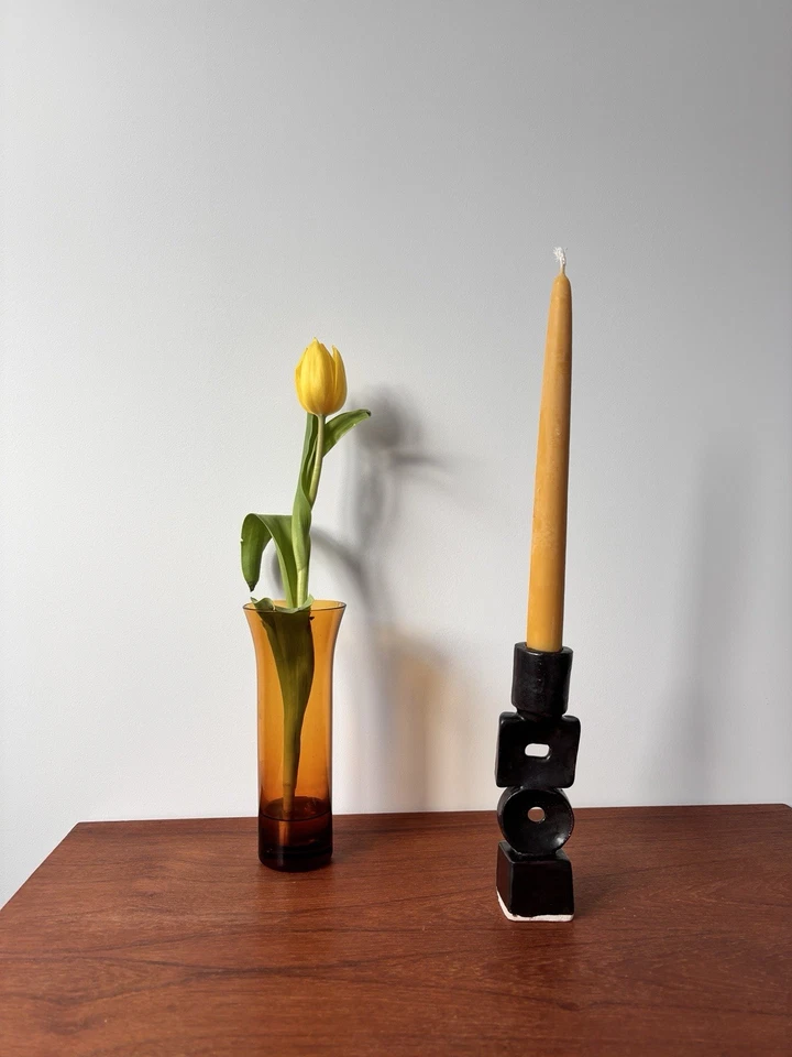 Studio Pottery Candleholder Brutalist Vintage Signed Excellent - Image 2 of 4