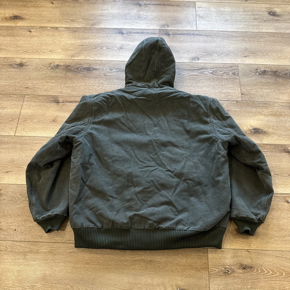 Chaqueta Carhartt De Colección Para Hombres XL Verde Lona Edredón Forrado J130 MOS Ropa de Trabajo Foto 2 de 4