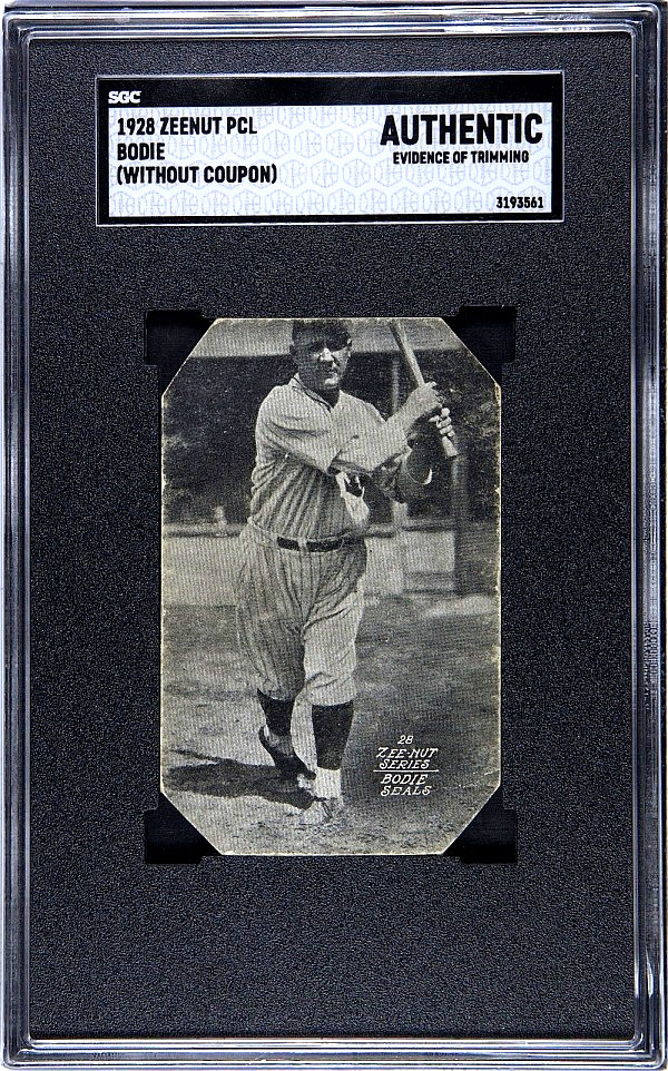 1928 Zeenut PCL Ping Bodie San Francisco Seals SGC AUTHENTIC Babe Ruth Yankees