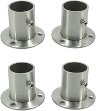 Stainless Steel Closet Wardrobe Rod Holder Socket End Support Bracket Flange
