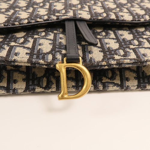 Borsa a tracolla CHRISTIAN DIOR CD GHW catena sella tela jacquard obliqua blu - Foto 9 di 15