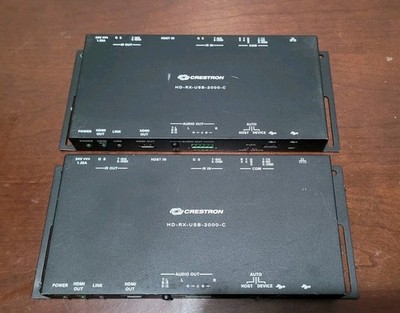 LOT OF 2 Crestron HD-RX-USB-2000-C HDMI USB Over HDBaseT Receiver/NO PowerSupply