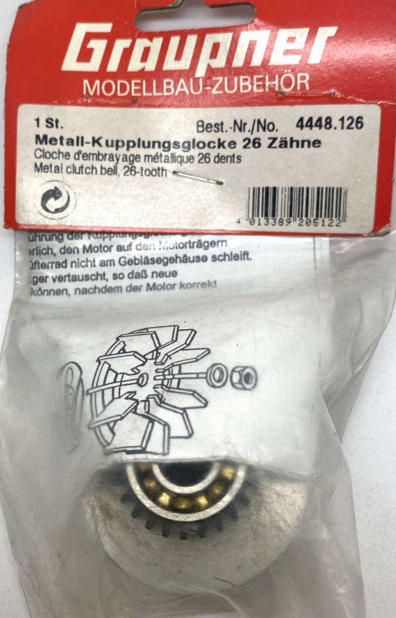 Cloche d'embrayage métallique Graupner résistant aux surchauffes à 26 dents