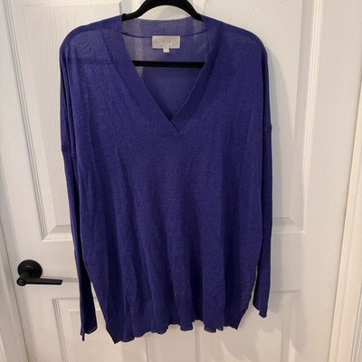 InWear Women s Sz L Purple Long Sleeve Gauze Sheer Tunic Pullover Lagenlook