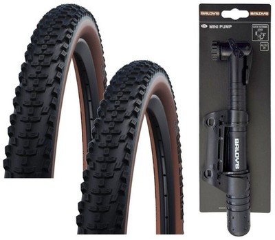 2x Schwalbe SMART SAM 29 x 2.10 BRONZE WALL MTN Fahrrad Reifen + Baldys Mini Pumpe