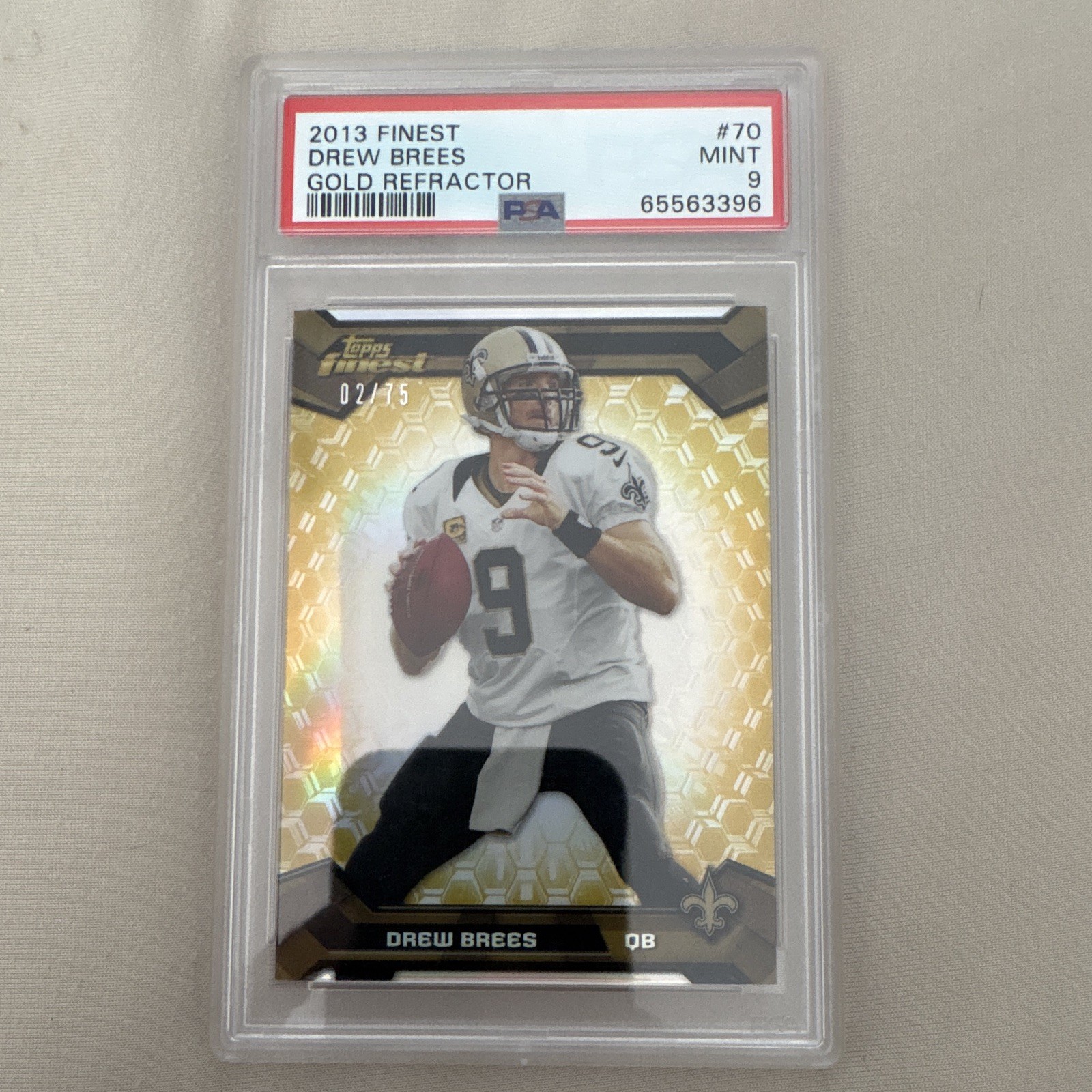 Topps 2013 Finest Drew Brees #70 Gold Refractor /75 PSA 9 New Orleans Saints