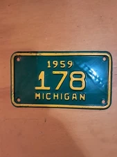 1959 Michigan 3 Digit Motorcycle License Plate