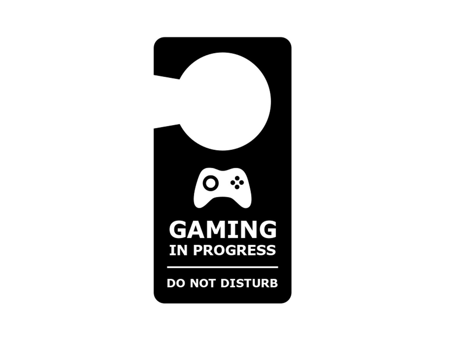 Gaming in Progress – Do Not Disturb Door Hanger, Black Acrylic 145x75mm