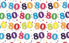 Special Age 80 Gift Wrapping Paper 1 Sheet & Matching Gift Tag - 80th Birthday