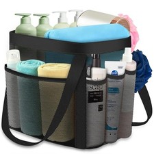Mesh Shower Caddy Portable for Dorm College Room Essentials, 8-Pocket Black
