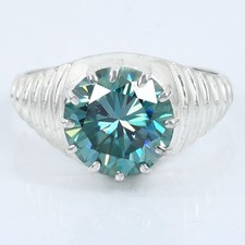 Gorgeous 4.25 Ct Blue Diamond Solitaire Men's Ring-VIDEO TARIIF FREE