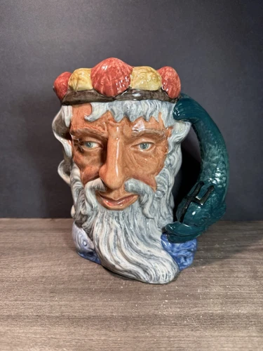 Vintage 1960 Royal Doulton Neptune D6548 Large 8" Toby Jug Pitcher Mug