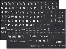 2PCS Large Print English Keyboard Stickers - Easy Apply Vinyl for All Keyboards