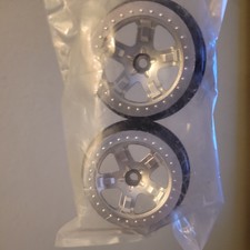 Traxxas 5874 Wheels SCT Satin Chrome Beadlock Style Dual Profile Front 2 Slash