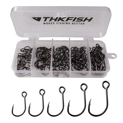 100pcs/box inline fishing hooks buy with eyelet fishing hook set without barbs s...