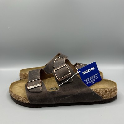 Birkenstock Arizona Dunkelbraun Leder Zwei Riemen Sandalen UK 9,5 EU 44 US 11 NEU
