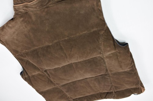 Fioroni Men's Brown Suede Leather Goose Down Wool Lining Vest 52 L MINT $2750 - Picture 4 of 10