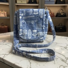 Blue Vintage Sewing Crossbody Bag Craft Stitch Spool Pattern