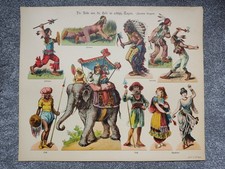Vintage c1900 Toy Theatre World in 80 Days Character sheet JF Schreiber Germany