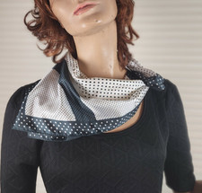 Vintage VERA White Black Polka Dot Geometric 22" Square Scarf Signed Japan