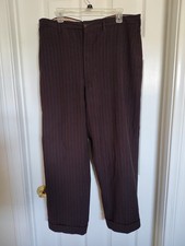 1940's Men's Brown Pinstripe Pants Trousers Large Size Vintage