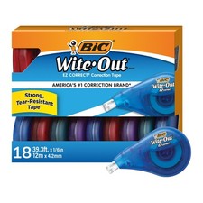 BIC Wite-Out EZ Correct Correction Tape Tear-Resistant No Dry Time 18 Pack White