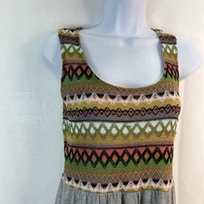 Xhilaration M Y2K Maxi Dress Knit Embroidered Top Boho Peasant Aztec Layers Vtg