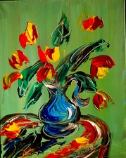 FLOWERS   SIGNED  Original Oil Painting on canvas IMPRESSIONIST I2RGGR4