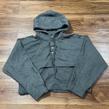 Daily Practice by Anthropologie Womens S Henley 1/4 Button Sweater Gray Hoodie