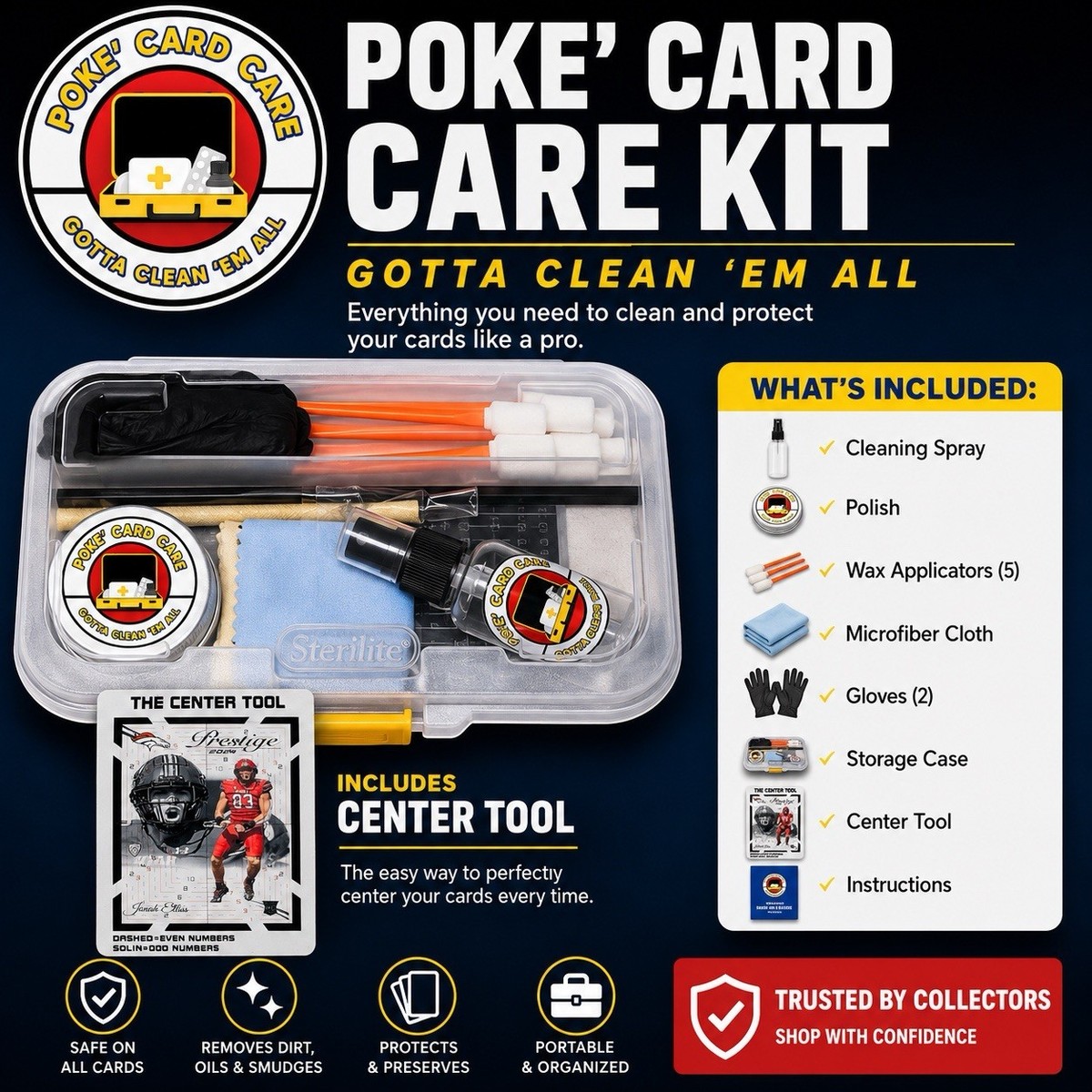 Pokemon Card Care Kit Restoration Polish Spray Grading Tool Card