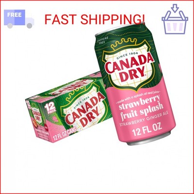 Canada Dry Fruit Splash Strawberry Ginger Ale Soda, 12 fl oz cans, 12 pack