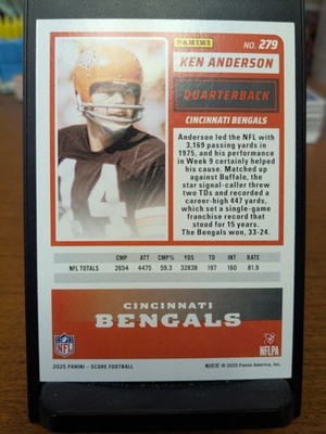 2025 Panini Score - Ken Anderson #/250 Blue Showcase - Bengals