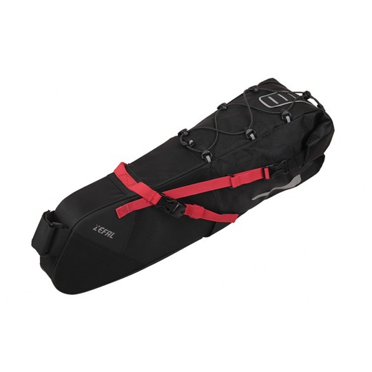 Sacoche de selle velo zefal z adventure r11 etanche pour voyage et bikepacking 11L noir et rouge