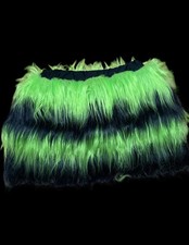 Green Black Skirt FUR Fluffy Women Halloween Club Cyber Girl Women Costume Party