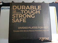 Jayour Kids Porcelain Plates with Anti-Slip Silicone Sleeves Microwave and Dish