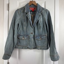 Mossimo Women's Denim Blazer Jacket 100 Cotton Size L Large