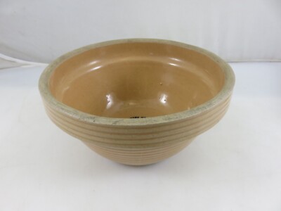 Western Stoneware Ribbed Beehive Bowl Farmers Co-Op Elevator Co. Iowa Falls 7''D
