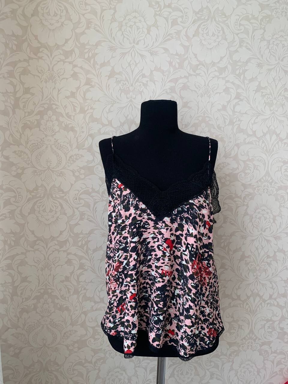 Zadig & Voltaire Womens Printed Lace Trim Camisole Top Size M