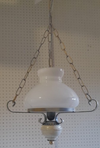 Lampadario Lanterna Rustico shabby chic In Vetro E Ferro Battuto 1 Luce E27 - Foto 4 di 4