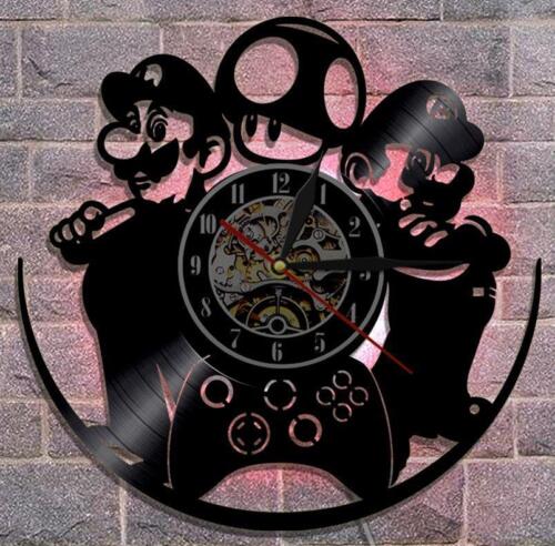 Super Mario Luz LED Control Remoto Vinilo Disco LP Reloj de Pared Decoración Arte - Imagen 1 de 8