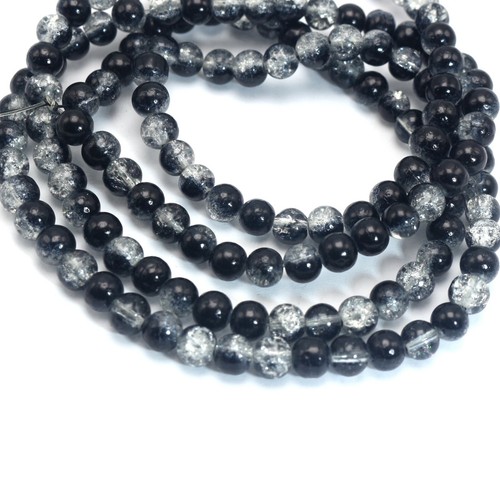 140 pcs Black Crackle Cracked Round Glass Crystal Charm Beads 6mm Craft DIY - Picture 2 of 7