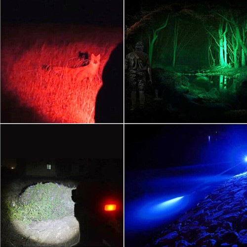 Multicolor LED RGBW Zoom Headlamp Head Light Predator Hunting Lamp Torch Warning - Picture 13 of 16