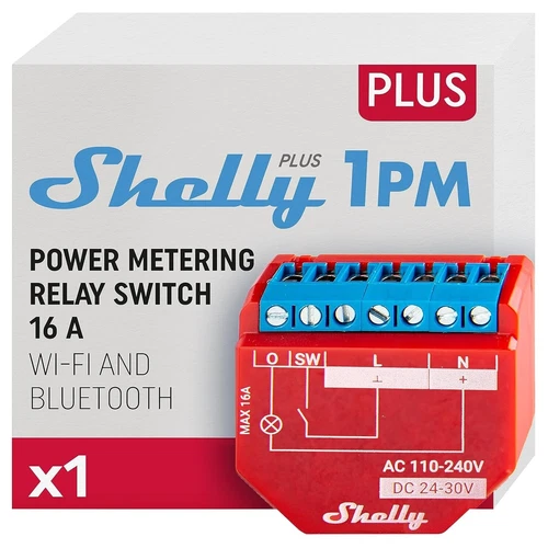 Shelly Plus 1PM | WLAN & Bluetooth Relais Schalter mit Strommessung| Smart Home