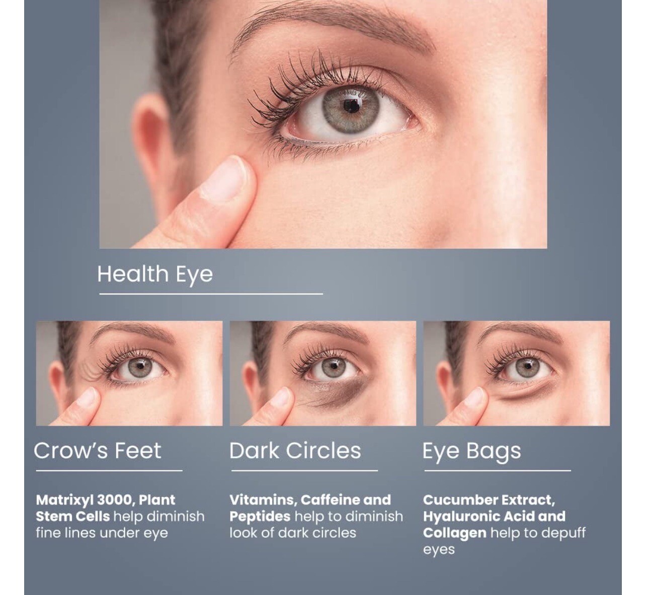 KLEEM ORGANICS AntiAging Eye Cream Reduces Eye Bags, Crow's Feet