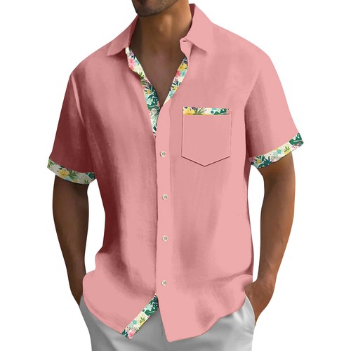 Men's Hawaiian Shirt, Vintage Short Sleeve Button Down Bowling Beach Shirts W - Picture 2 of 42