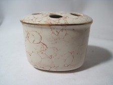 Faux Marble toothbrush Holder Bathroom White  Beige Gold Trim