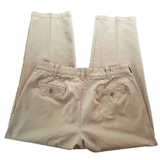 G.H. Bass  Co Men  s Khaki Chino Pants 36x30 Flat Front Cotton Casual