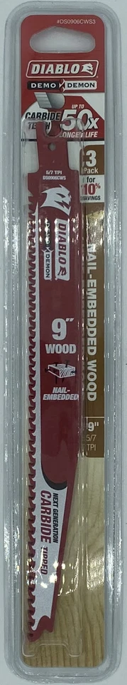 FREUD DIABLO DS0906CWS3 Blades Reciprocating Carbde 9" x 6TPI - 3 pack