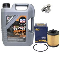 MotoröL Set 5W-30 5 Liter + ÖLfilter SH 452 P + Schraube FüR Opel Vectra B 2.2I