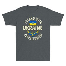 Ukraine I Stand With Ukraine Ukrainian Flag Patriot Novelty Men T-Shirt